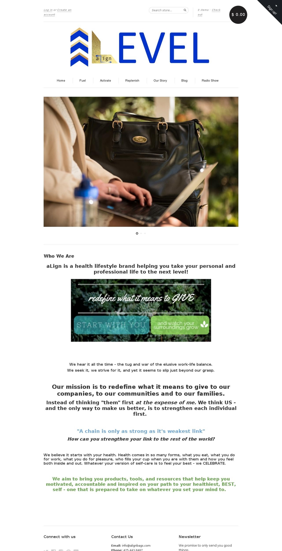 alignbags.com shopify website screenshot
