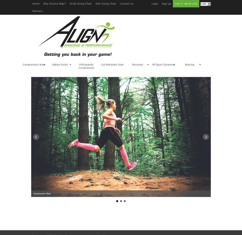 Stoked Shopify theme site example alignbracing.ca