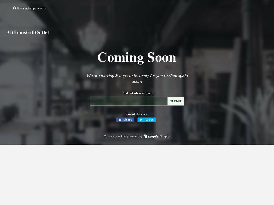 alihamsgiftoutlet.com shopify website screenshot