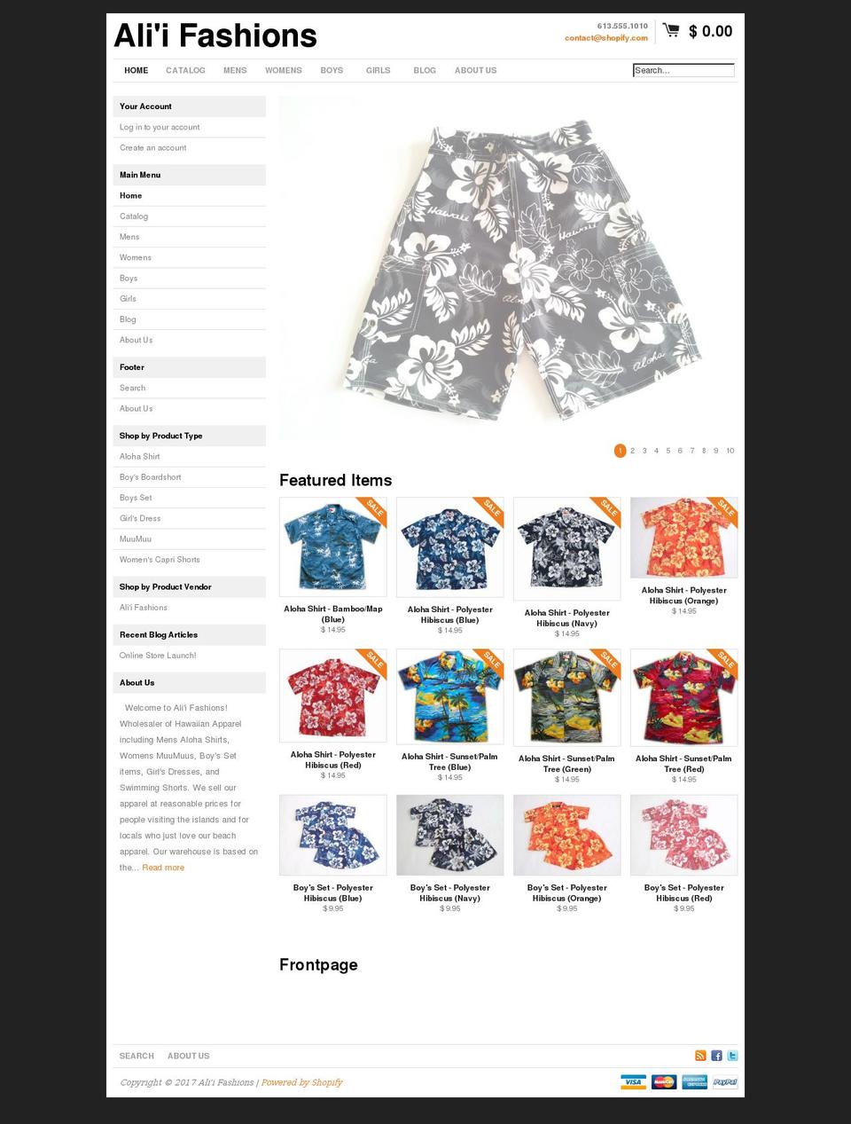 aliifashions.com shopify website screenshot