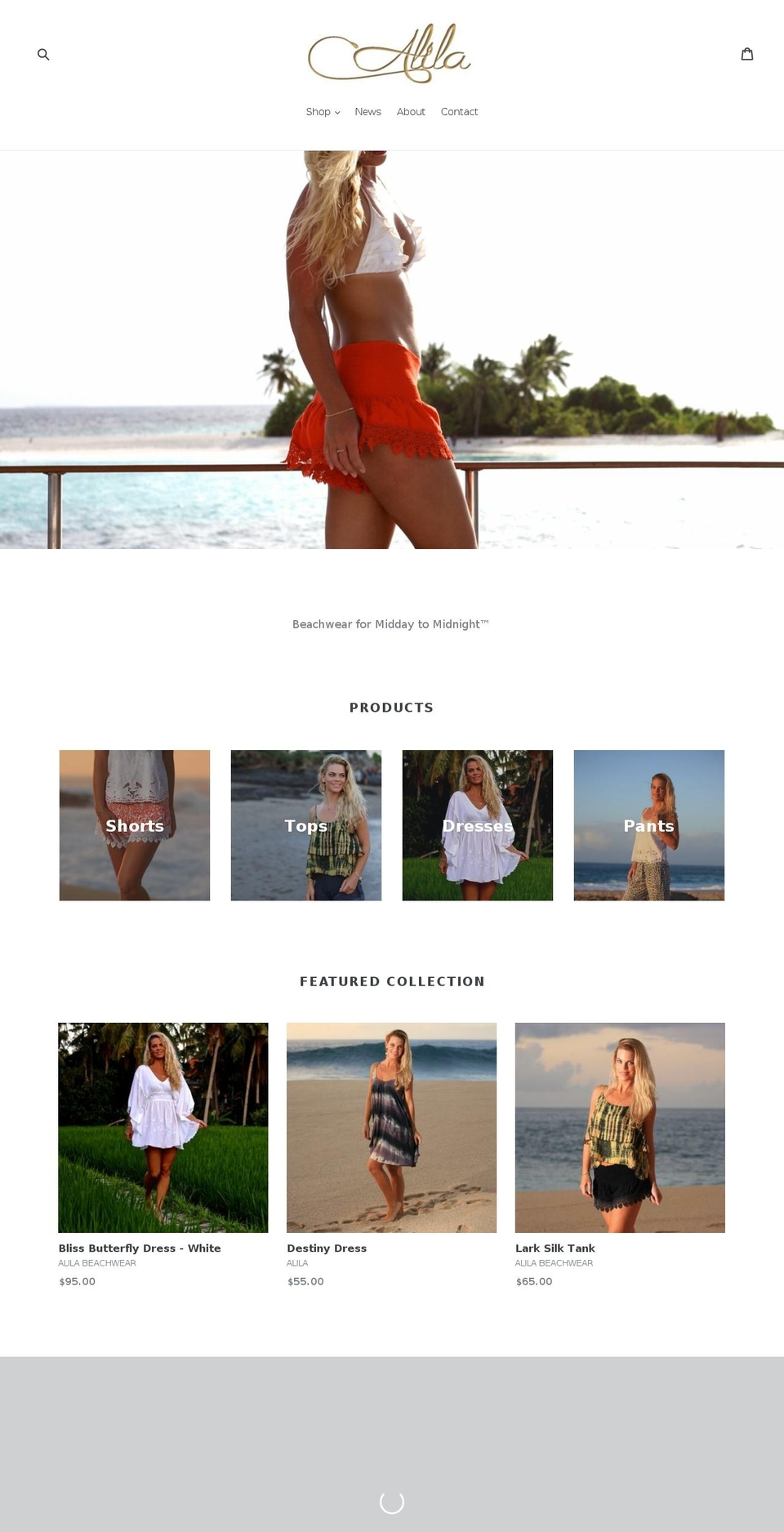 alilabeachwear.com — Shopify storefront screenshot