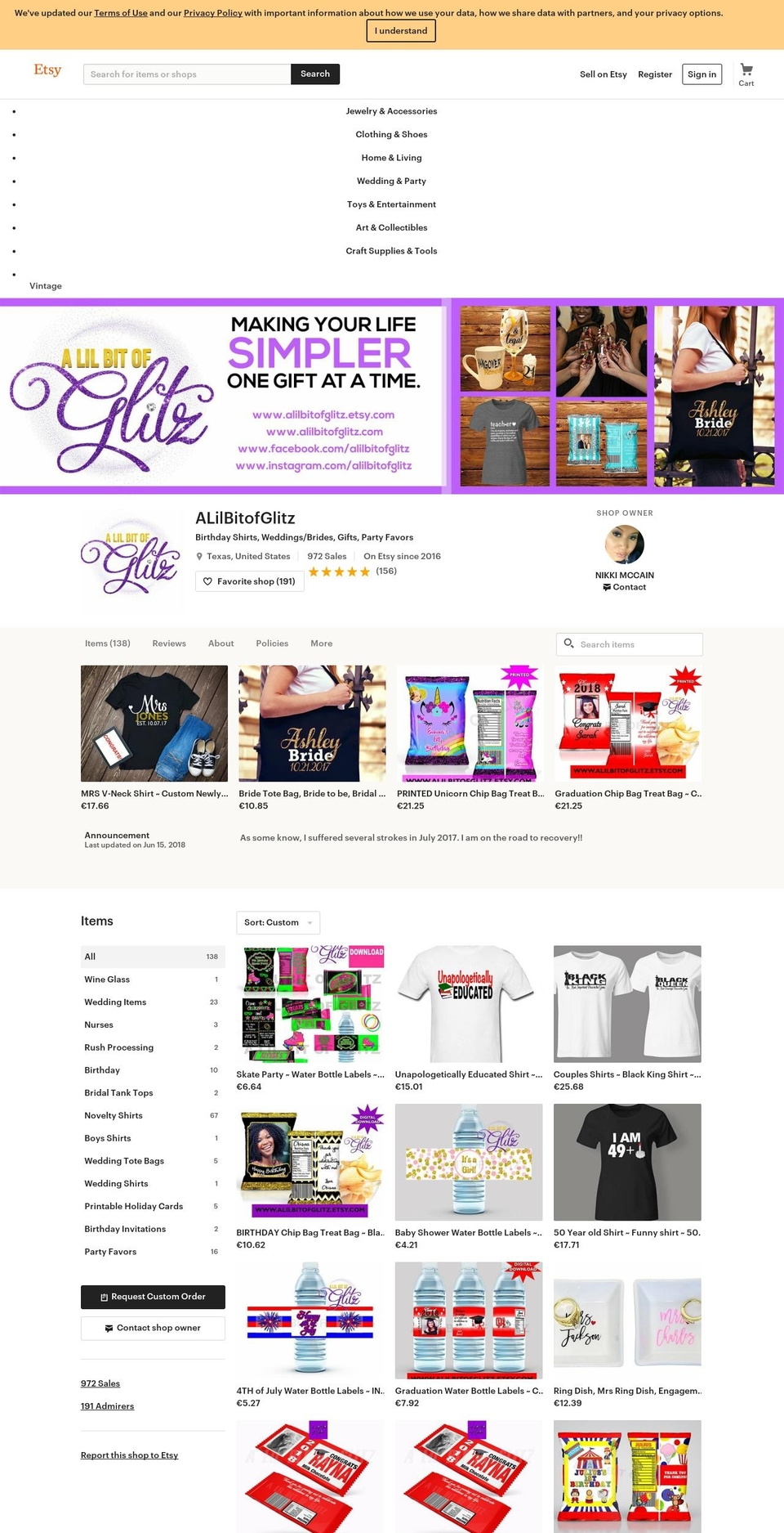 alilbitofglitz.com — Shopify storefront screenshot