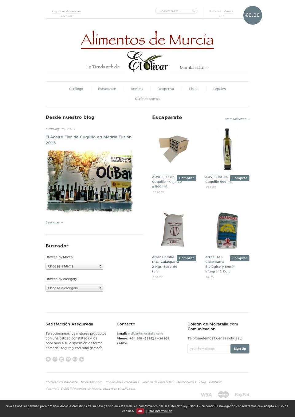 alimentosdemurcia.es shopify website screenshot