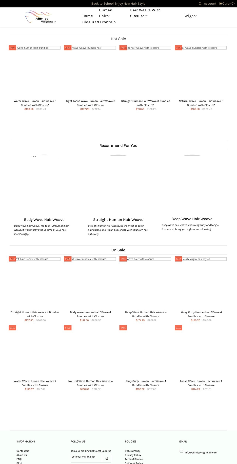 alimicevirginhair.com — Shopify storefront screenshot