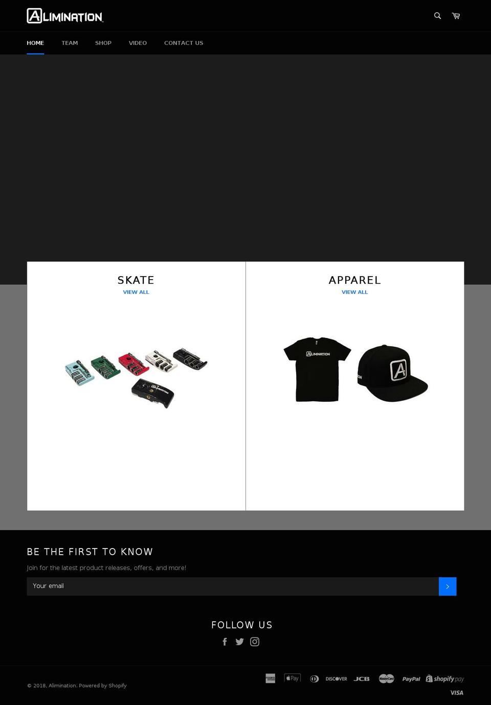 aliminationskate.com — Shopify storefront screenshot