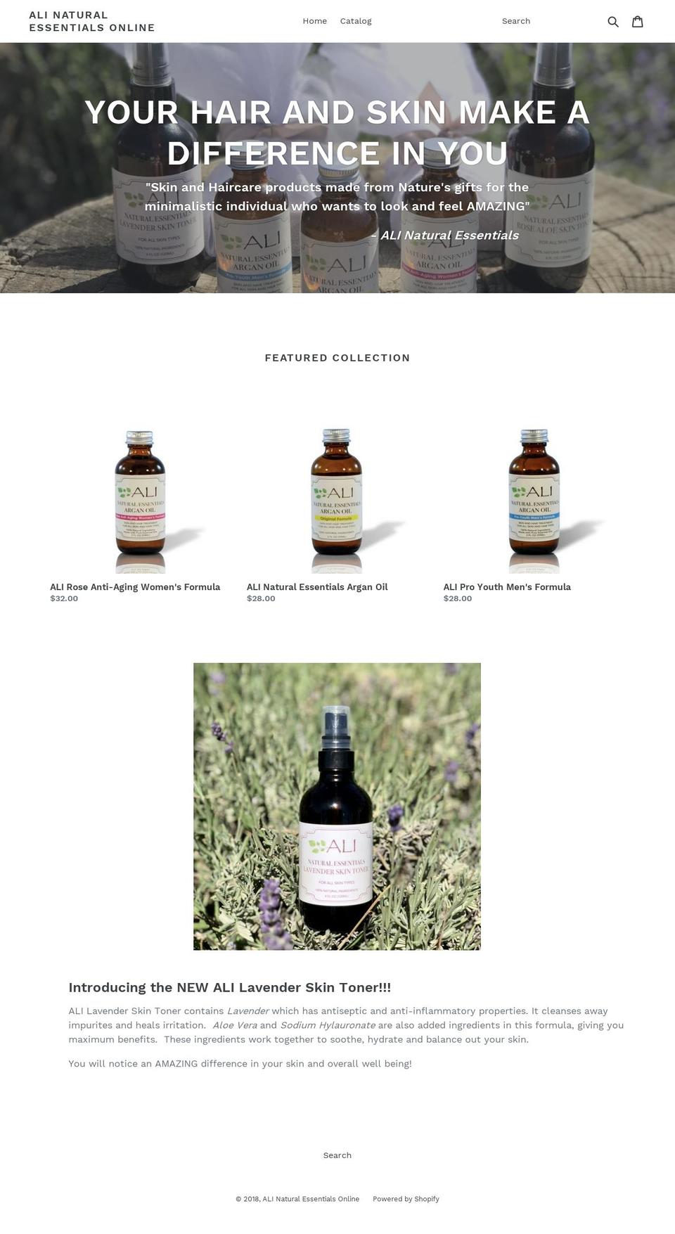 alinaturalessentials.com shopify website screenshot