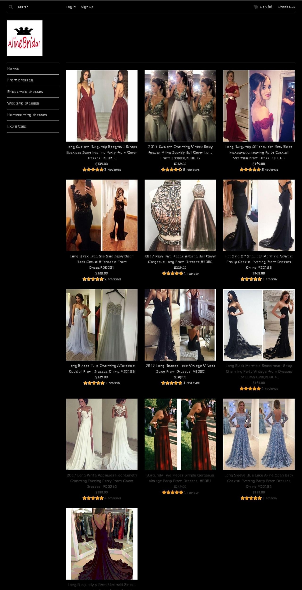 alinebridal.com shopify website screenshot