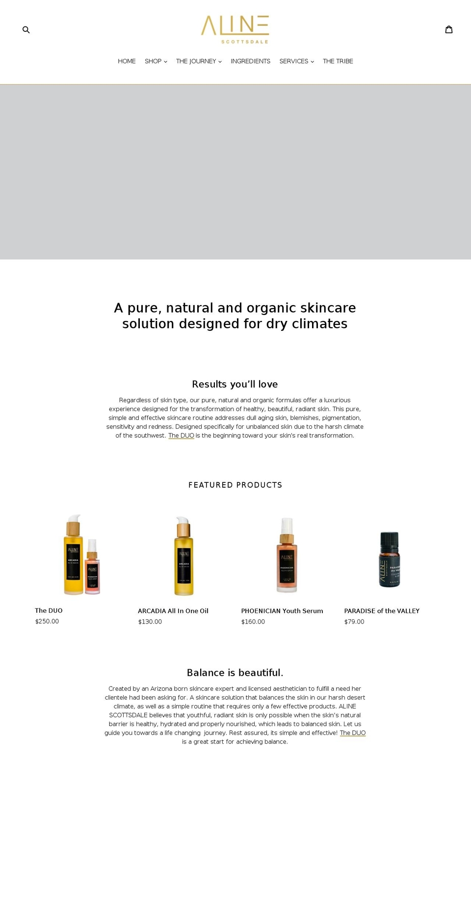 alineskincare.com shopify website screenshot