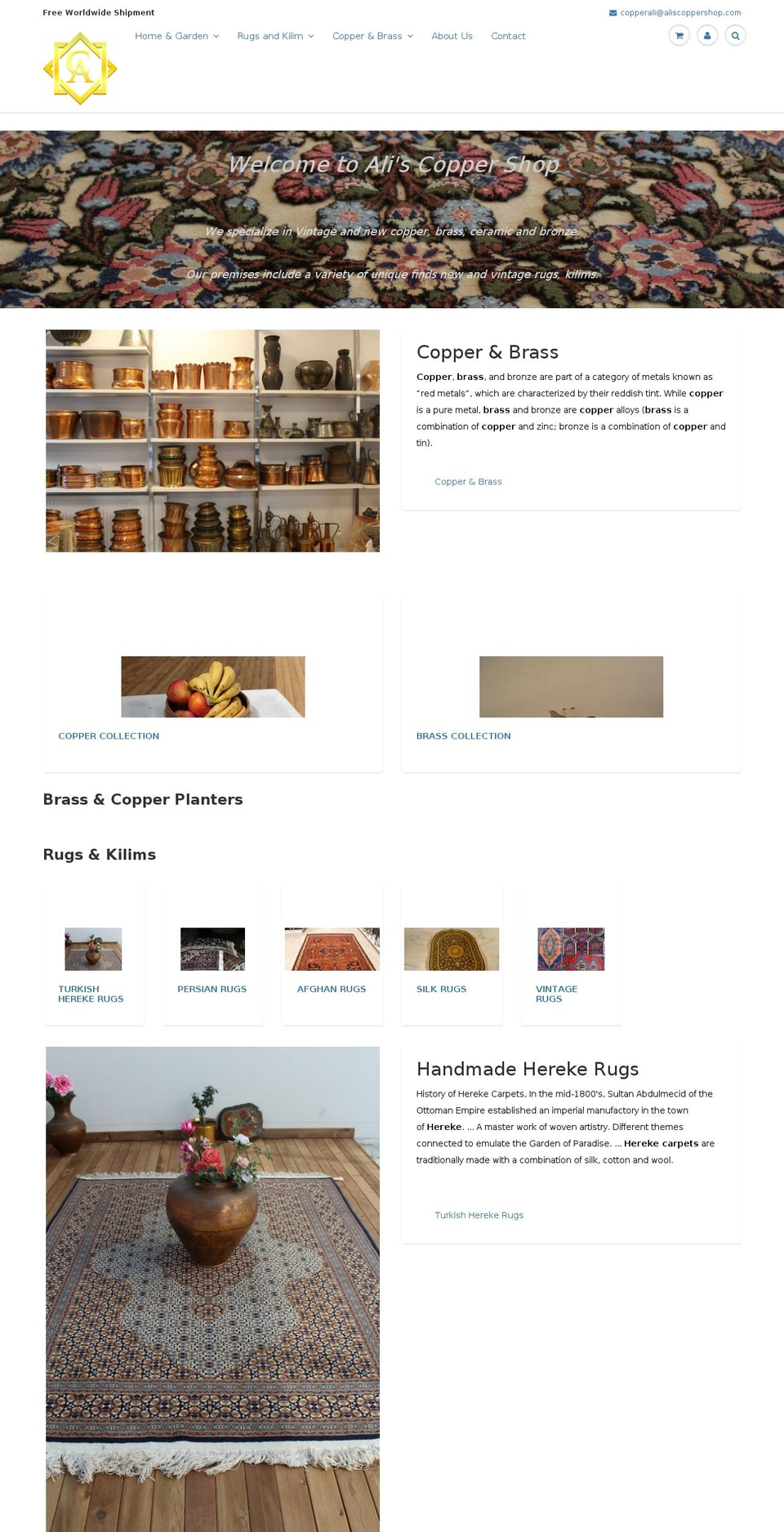 aliscoppershop.com — Shopify storefront screenshot