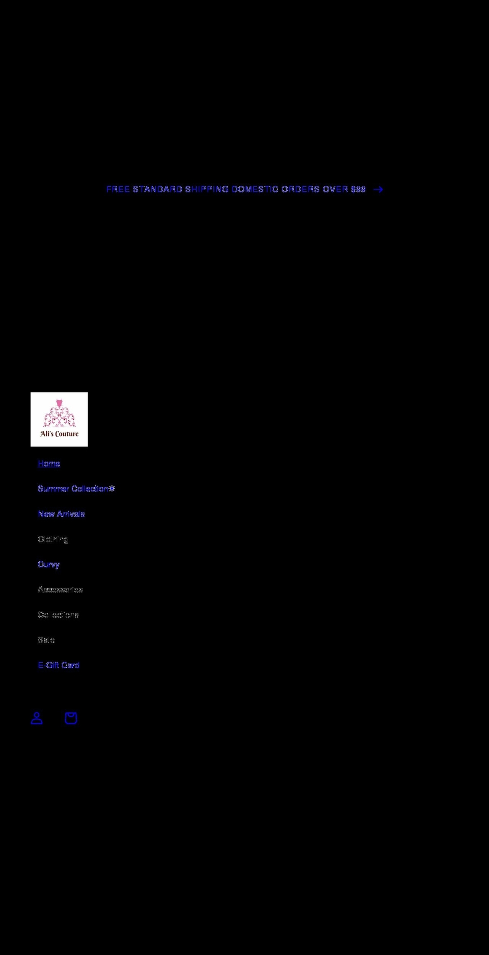 aliscouture.com shopify website screenshot