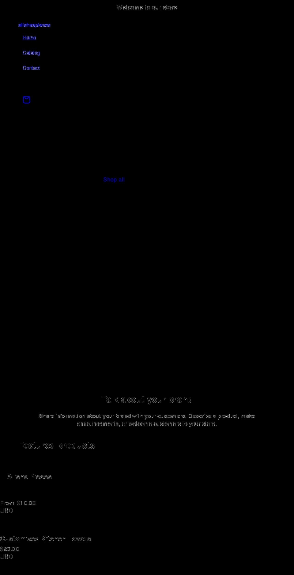 alishaspieces.com shopify website screenshot