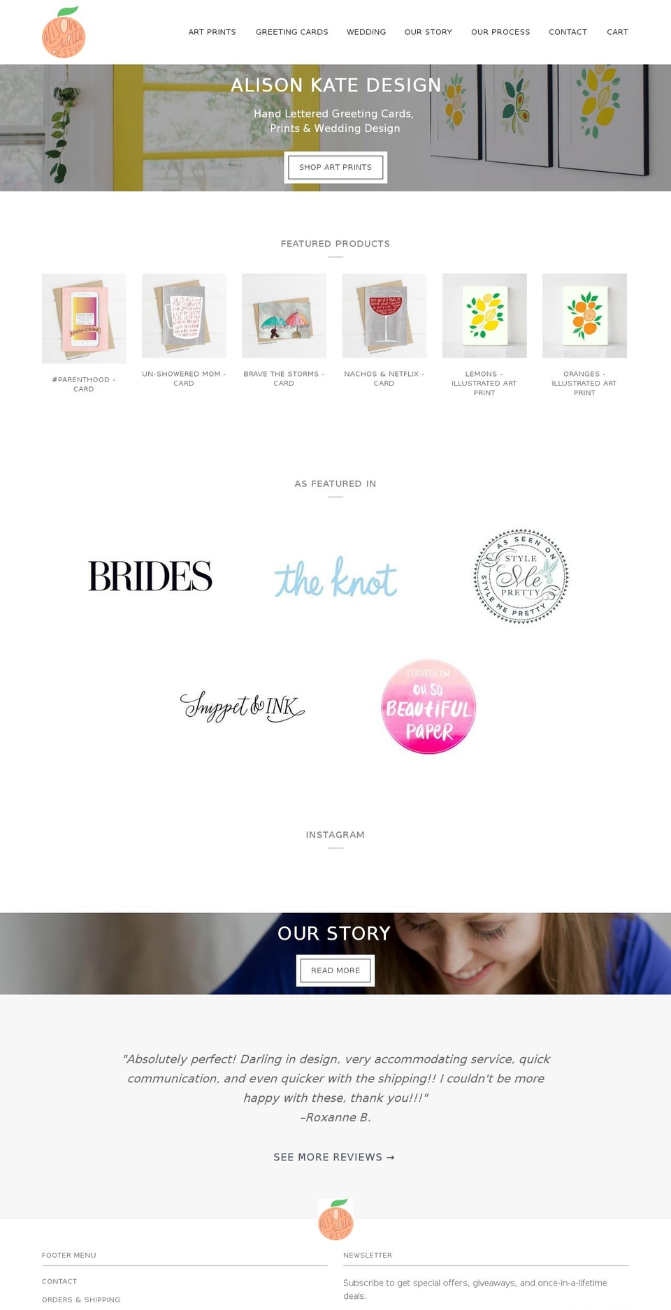 alisonkatedesign.com — Shopify storefront screenshot