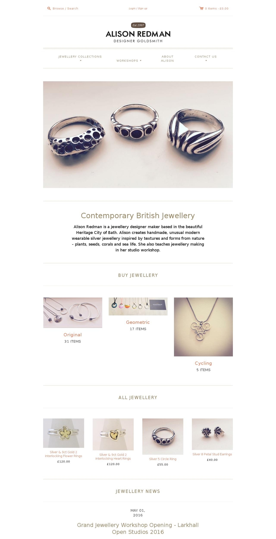 alisonredman.co.uk shopify website screenshot