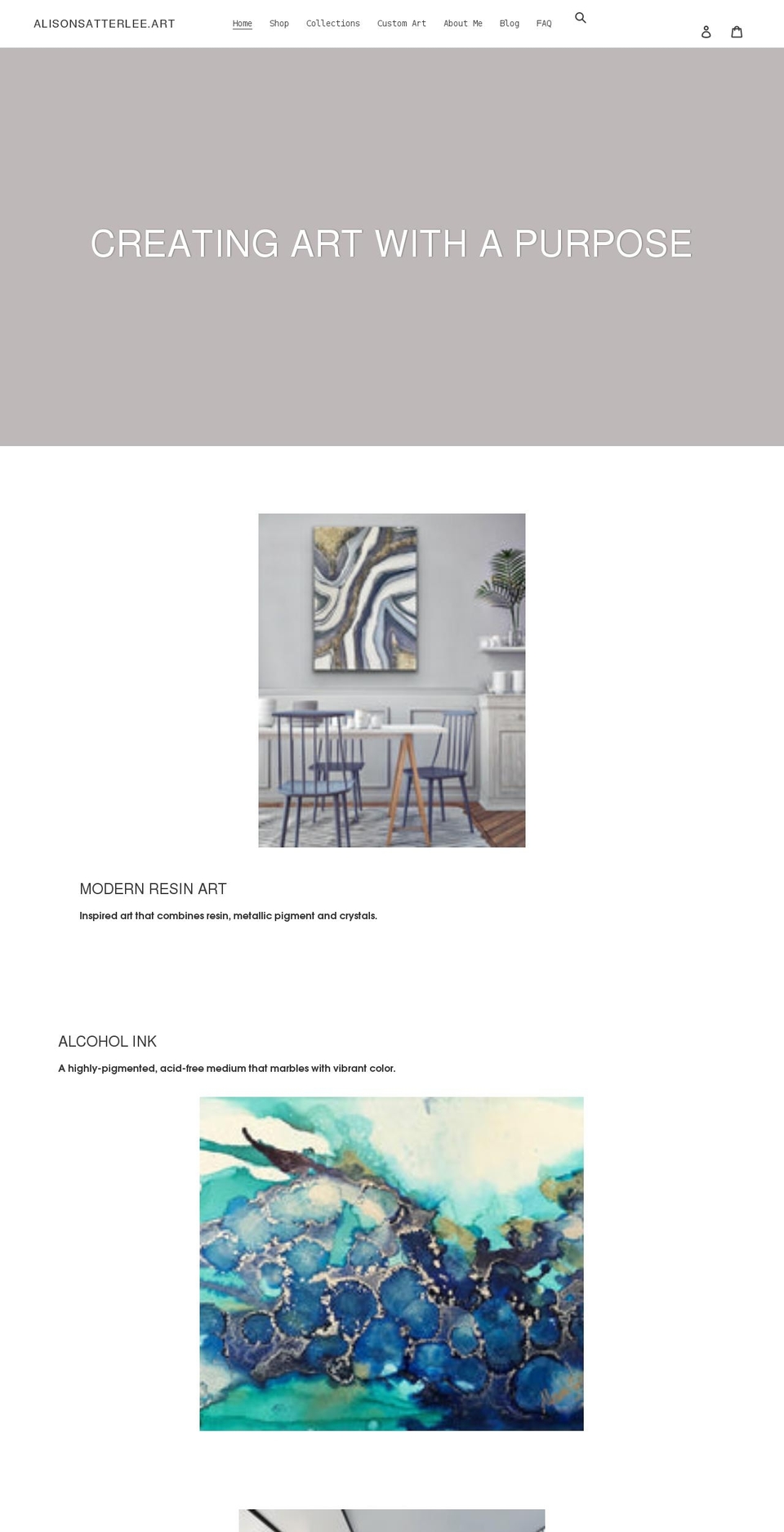 alisonsatterlee.art shopify website screenshot