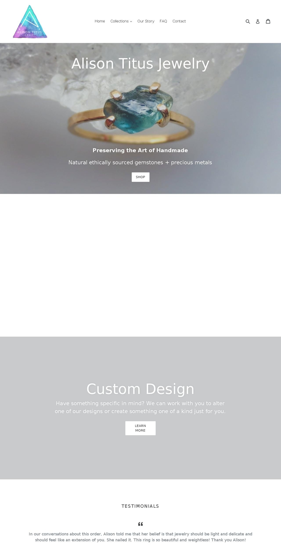 alisontitusjewelry.com shopify website screenshot