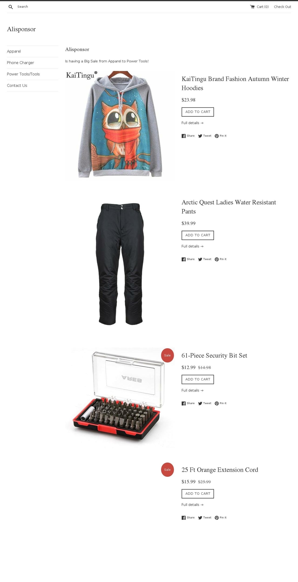 alisponsor.com — Shopify storefront screenshot