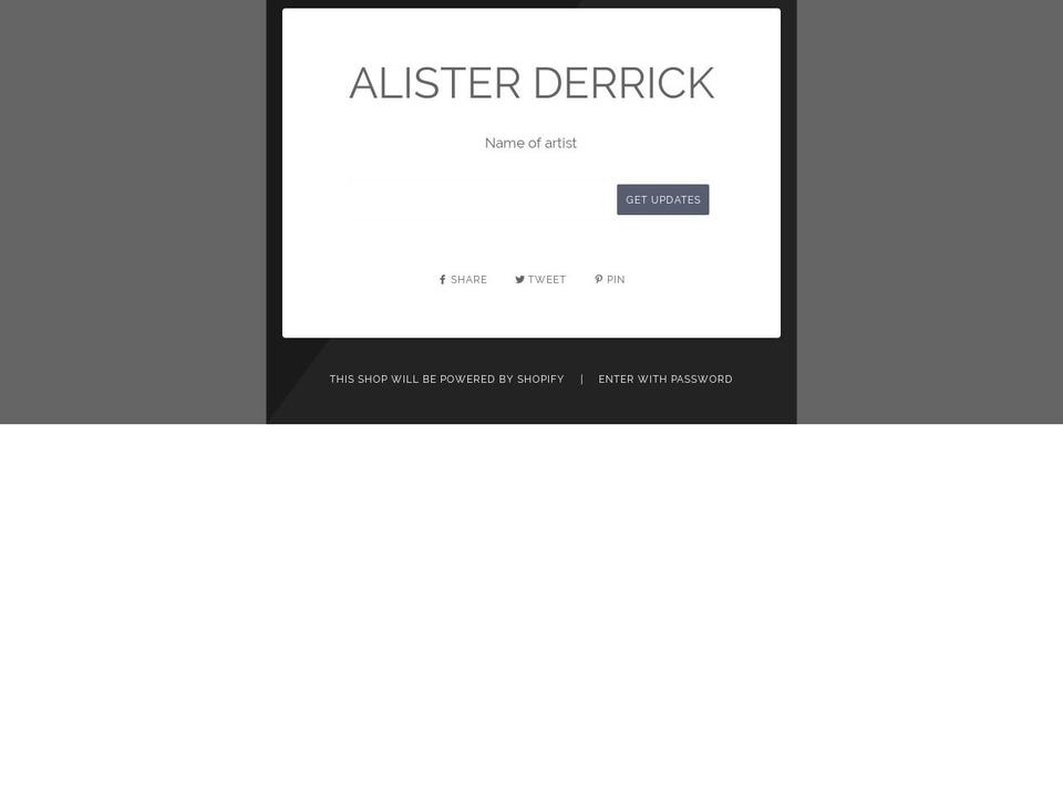 alisterderrick.com shopify website screenshot