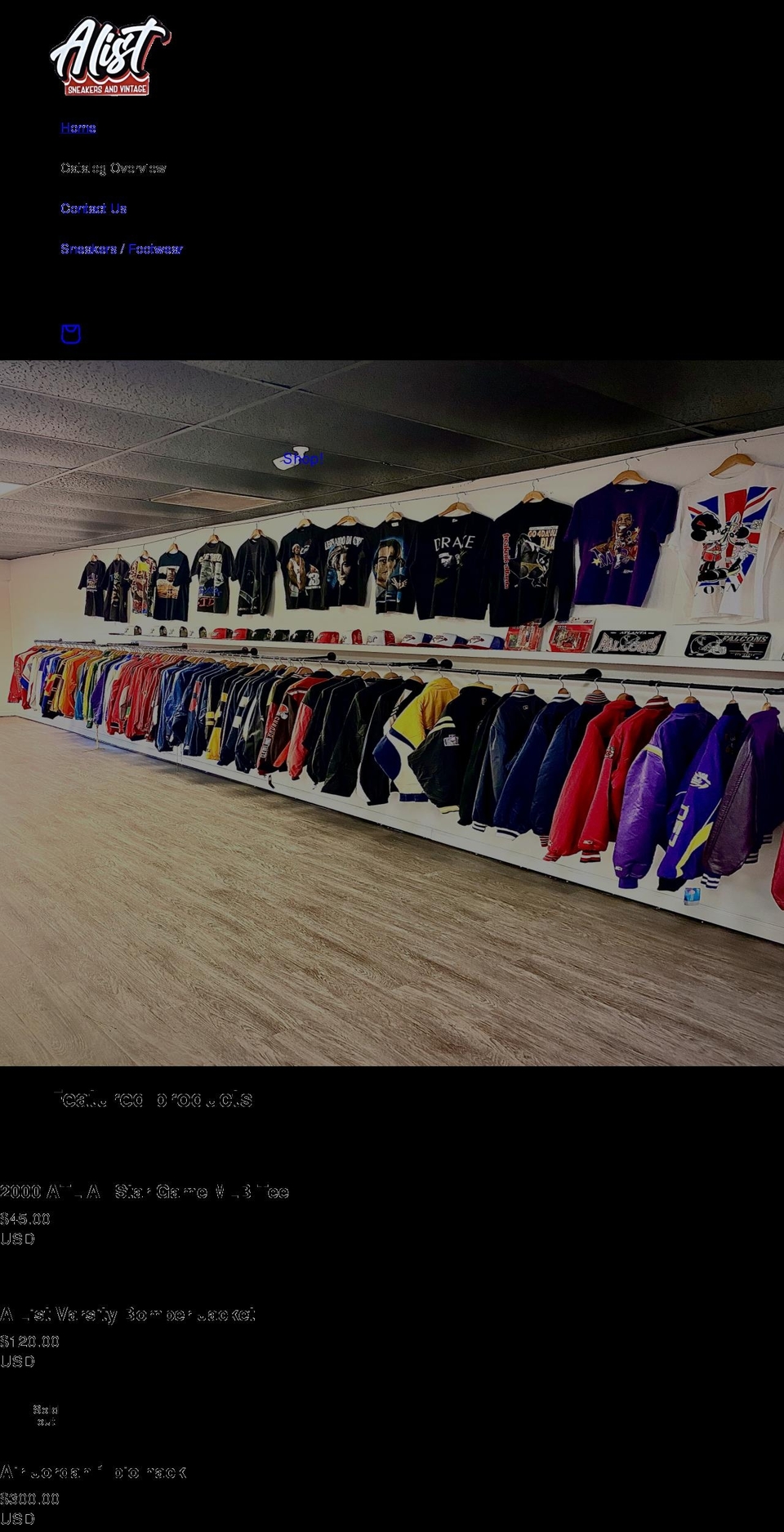 alistvtg.com shopify website screenshot
