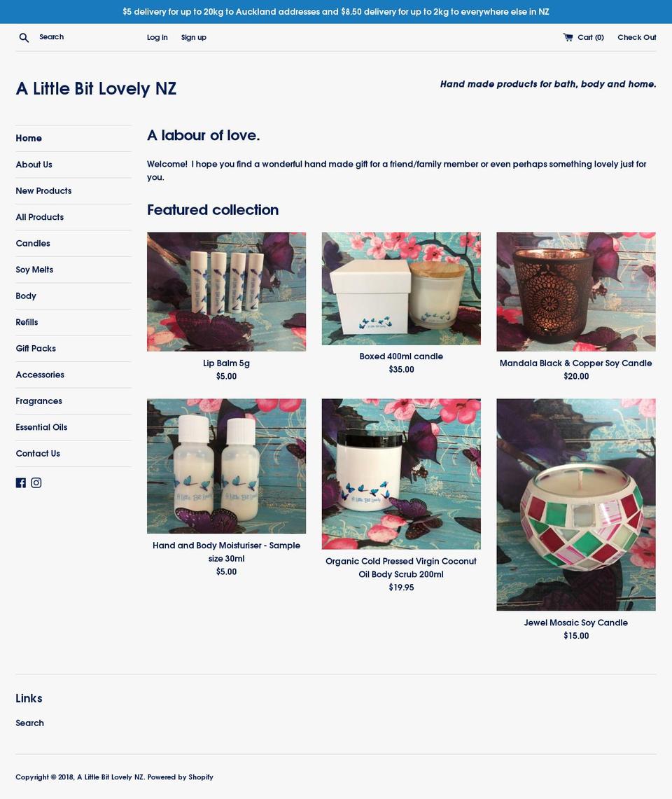 alittlebitlovelynz.com — Shopify storefront screenshot