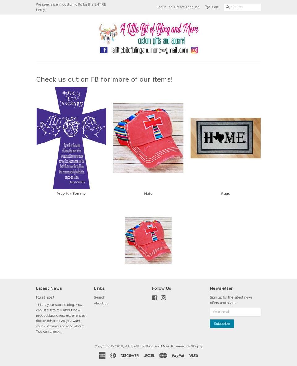 alittlebitofblingandmore.com — Shopify storefront screenshot