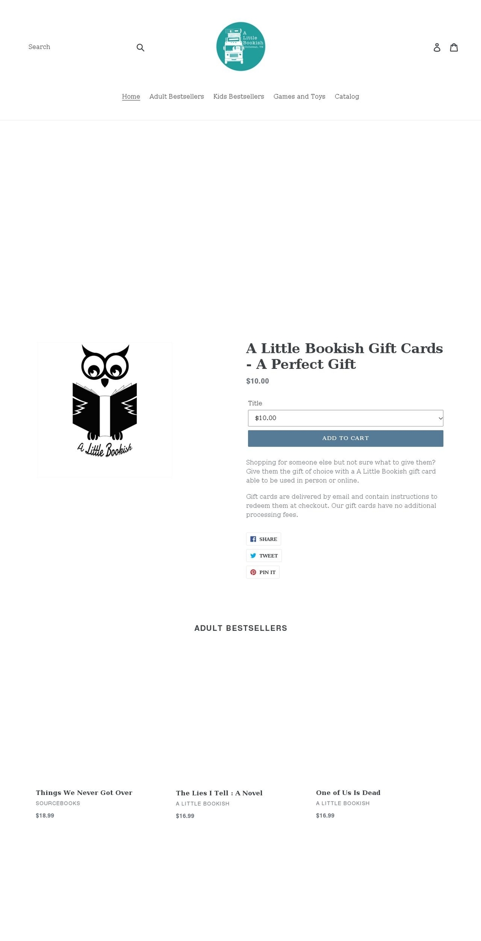 alittlebookish.com shopify website screenshot