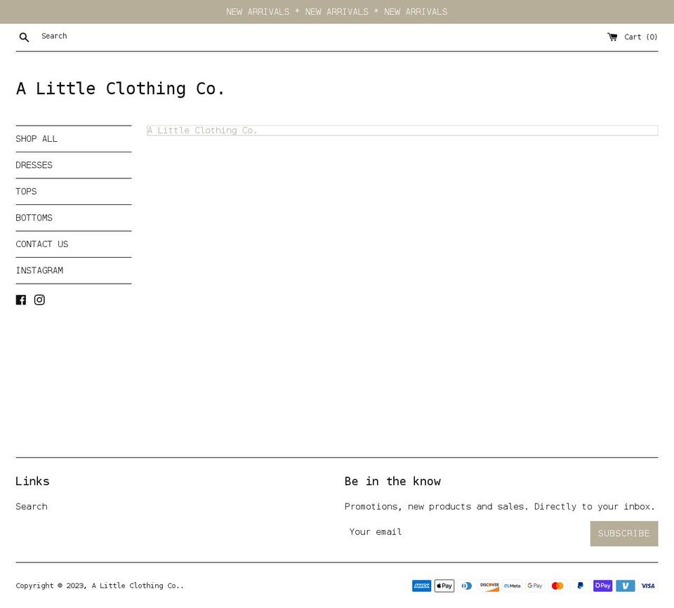 alittleclothingco.com shopify website screenshot