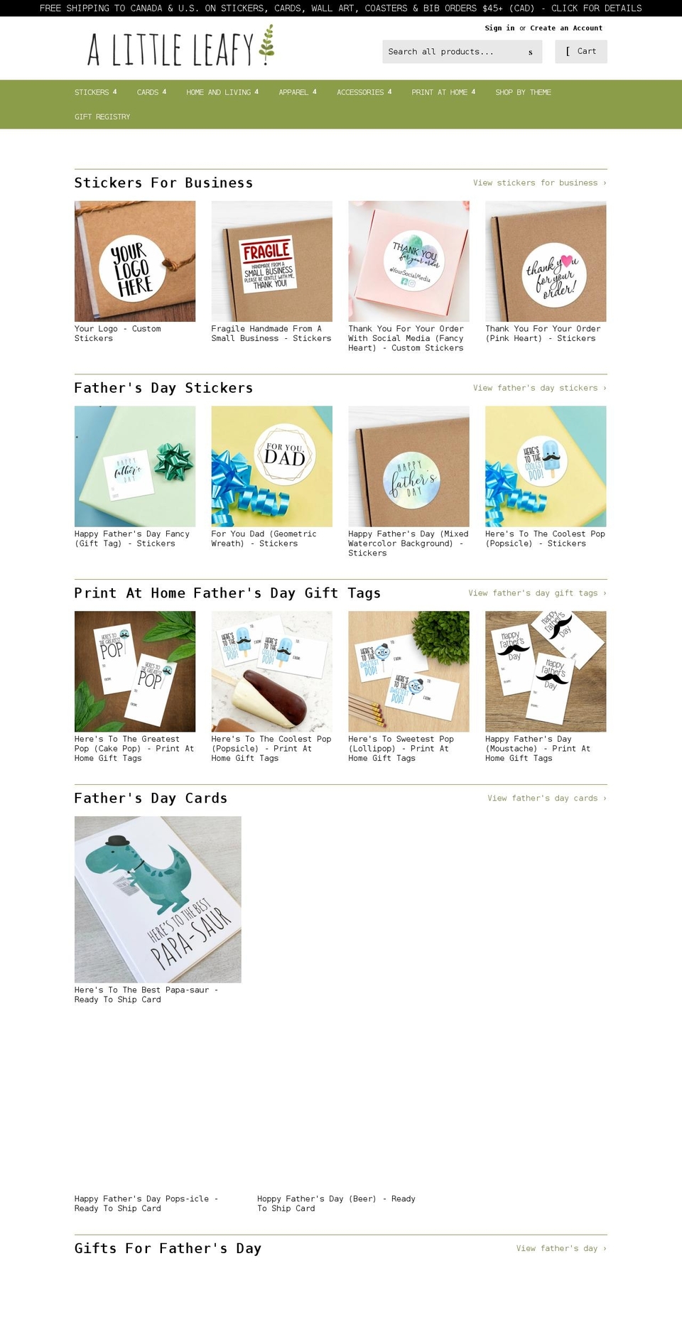 alittleleafy.com shopify website screenshot