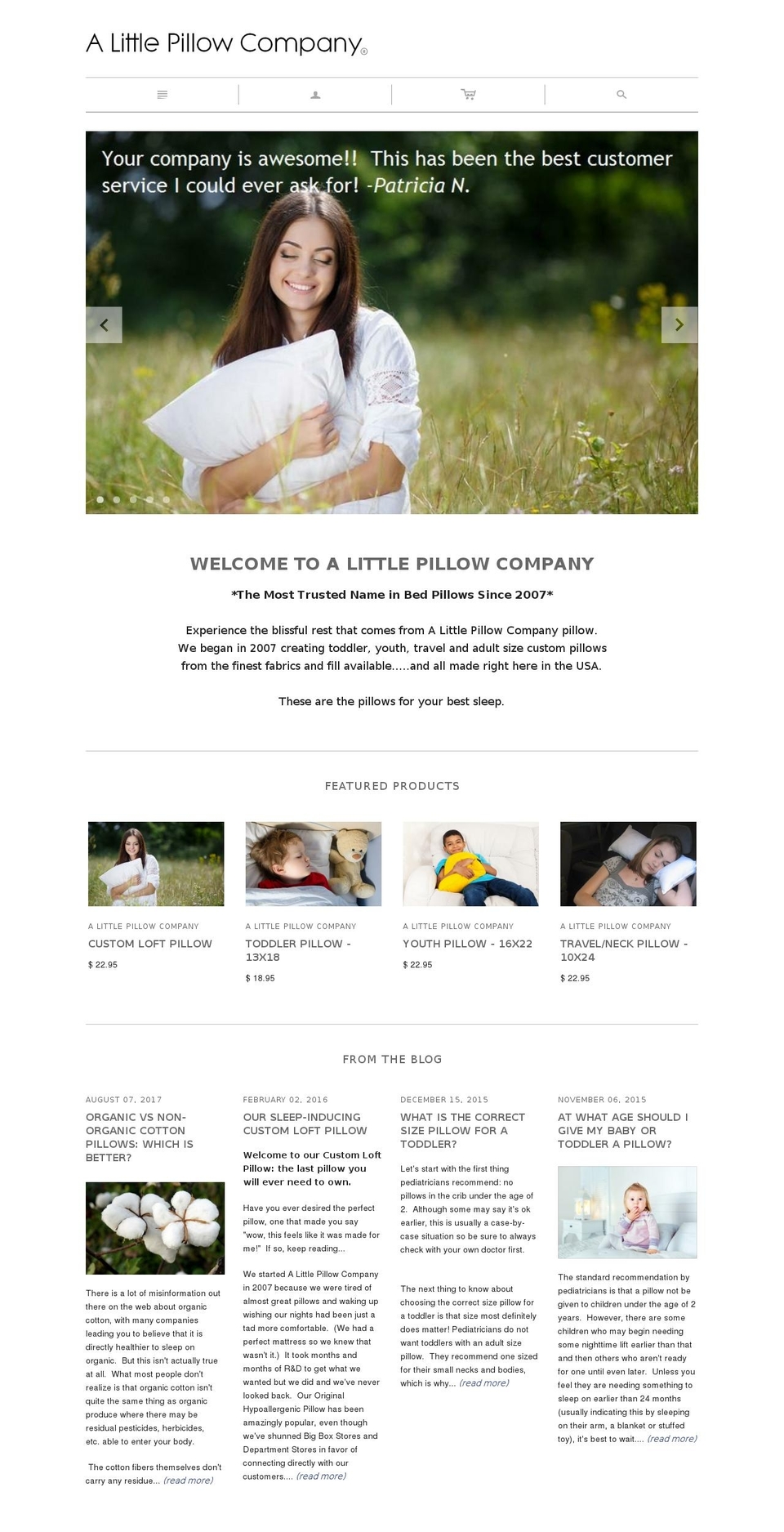 alittlepillowcompany.net shopify website screenshot