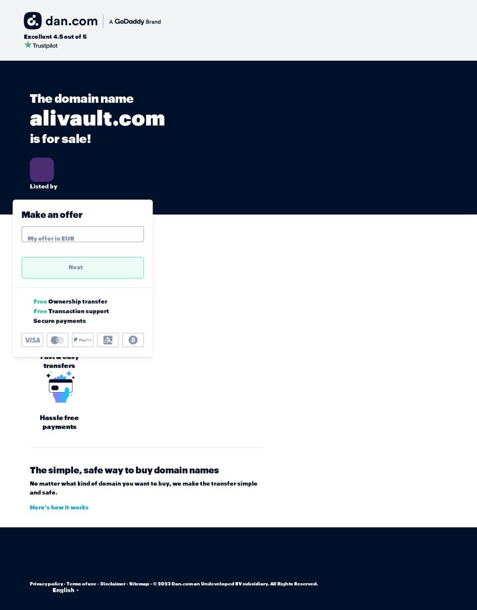 alivault.com — Shopify storefront screenshot