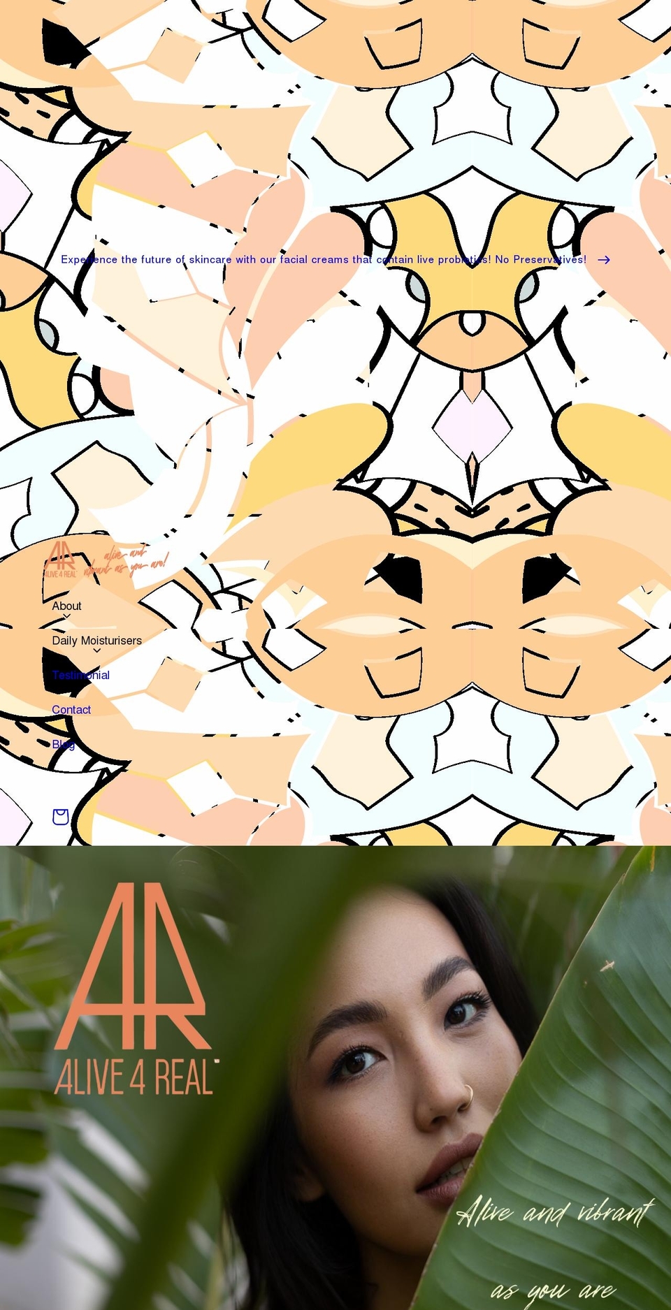 alive4real.com shopify website screenshot