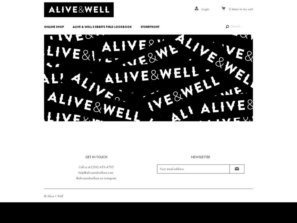 aliveandwellsea.com shopify website screenshot
