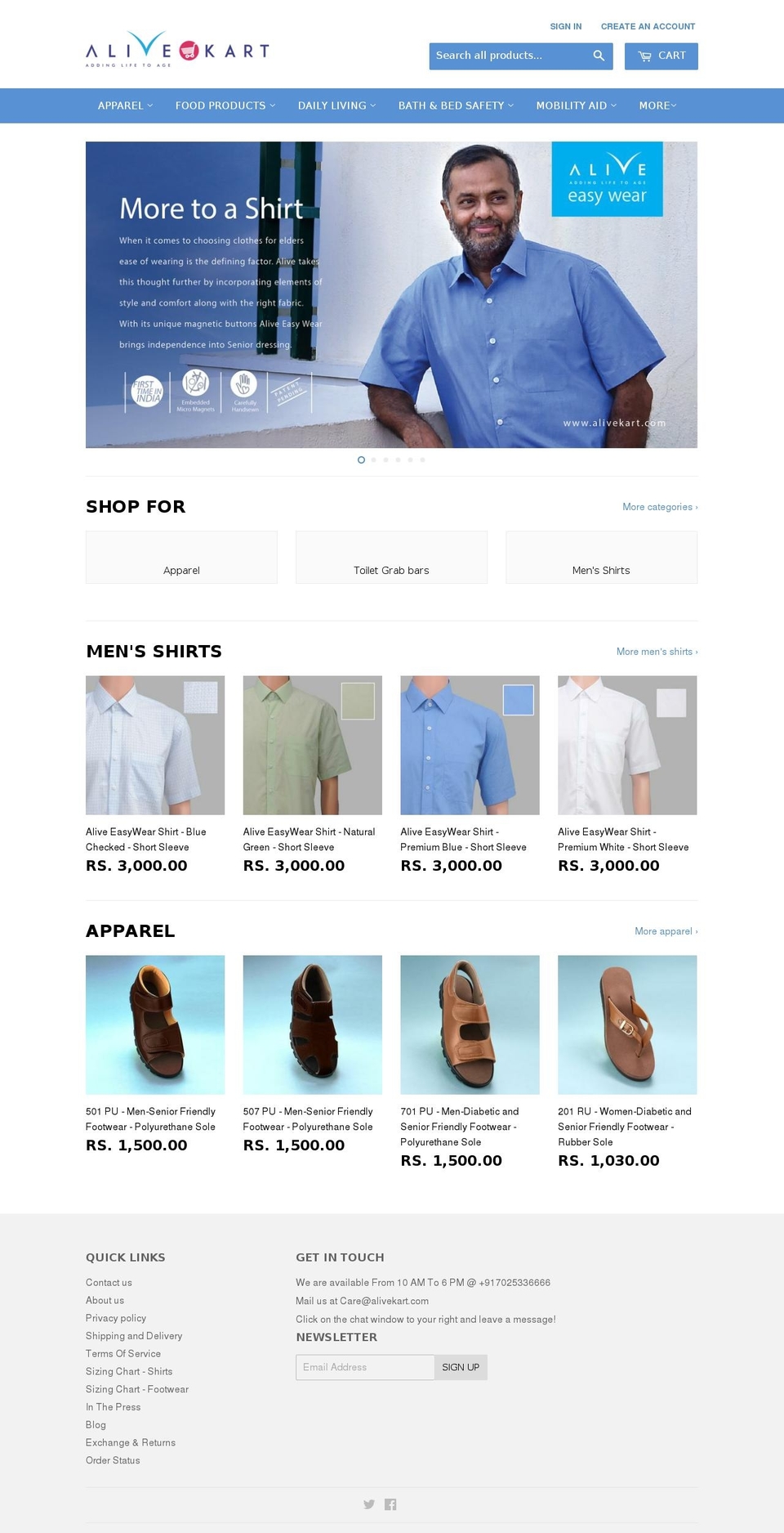 alivekart.com shopify website screenshot