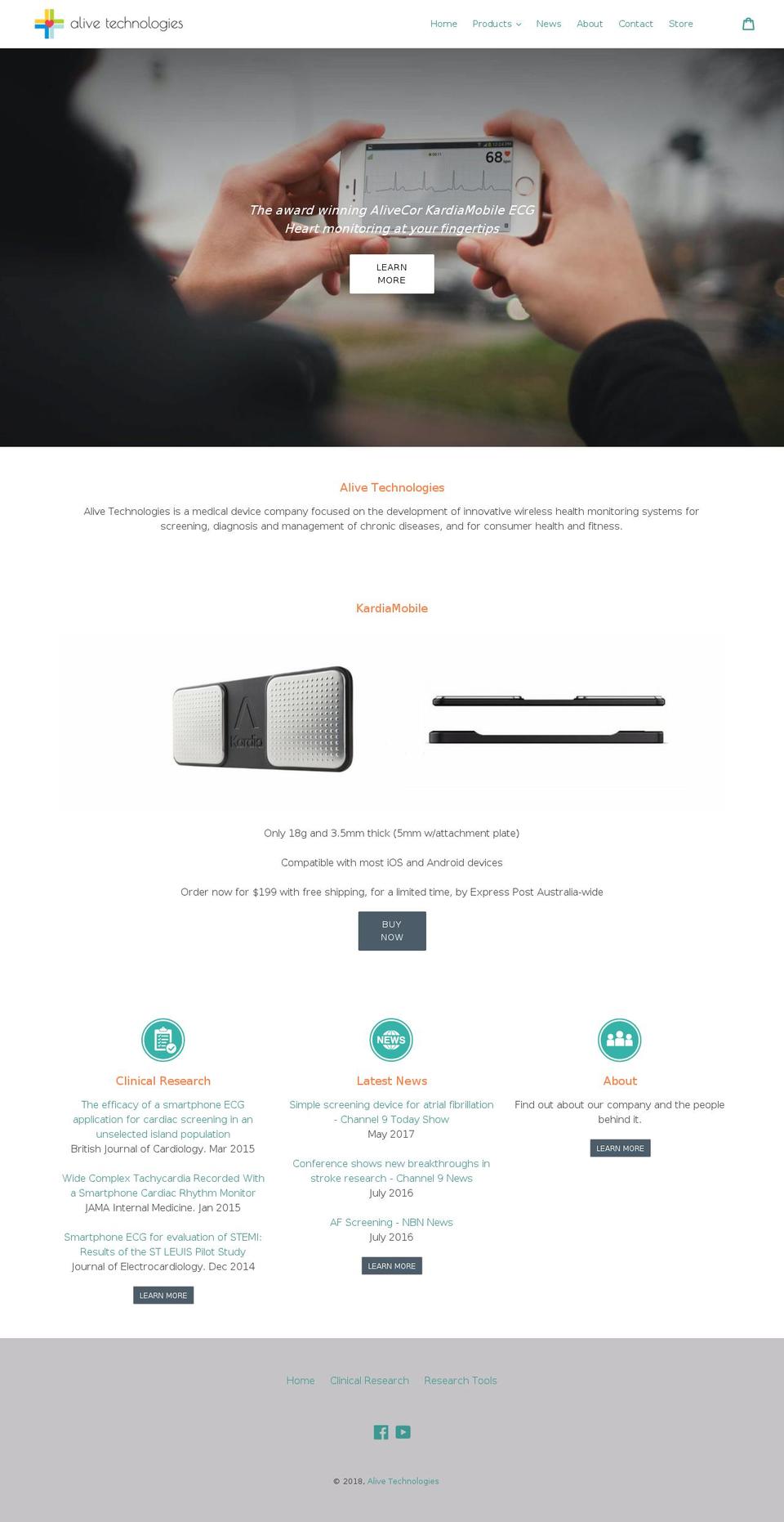 alivetec.com shopify website screenshot