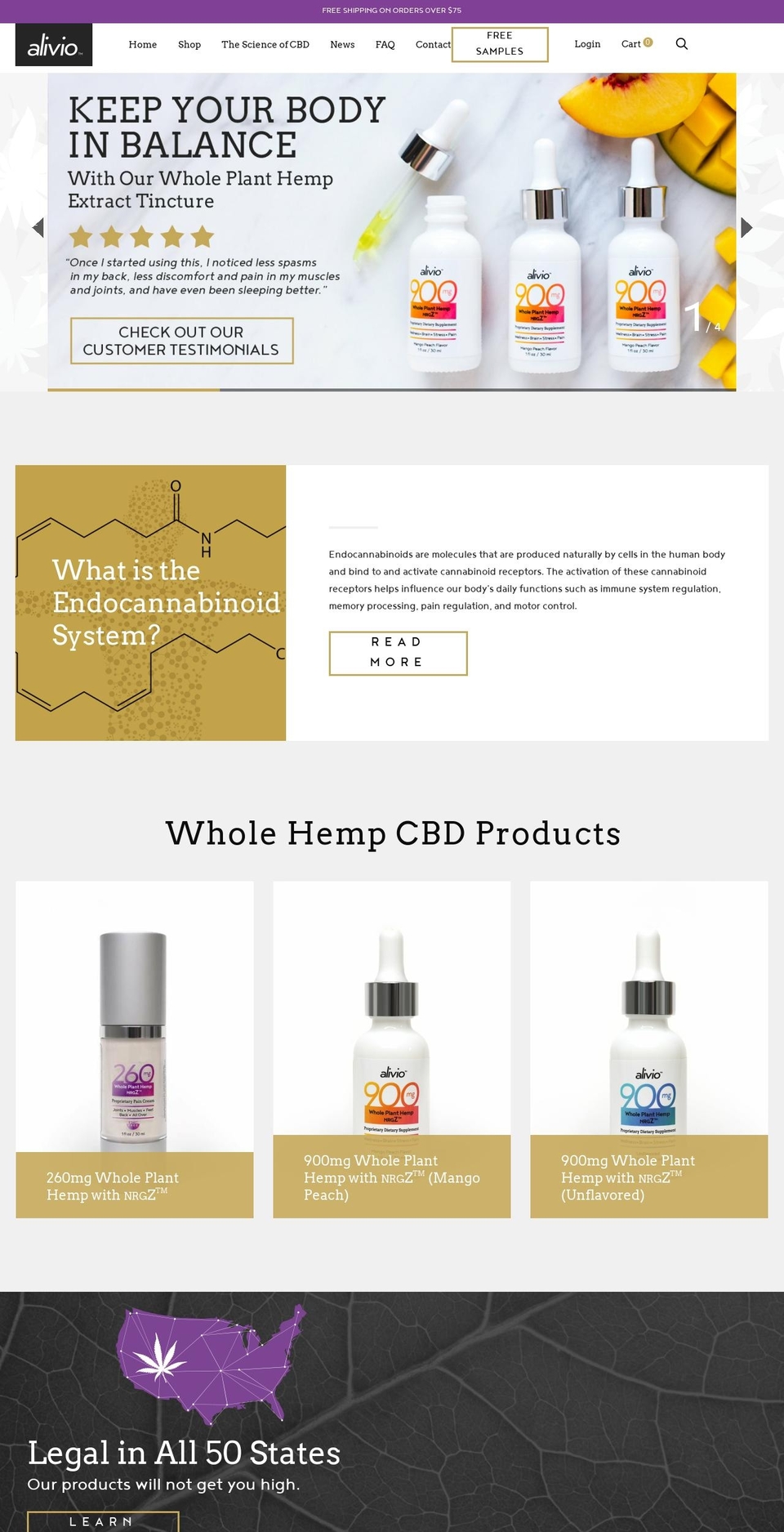 aliviohemp.com — Shopify storefront screenshot