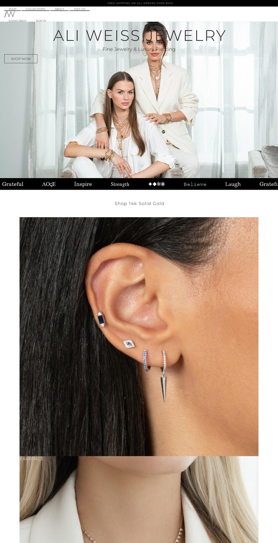 aliweissjewelry.com shopify website screenshot