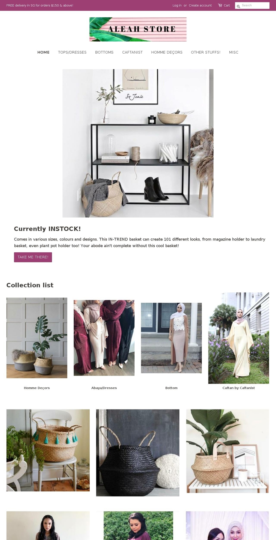 aliyahsg.com — Shopify storefront screenshot