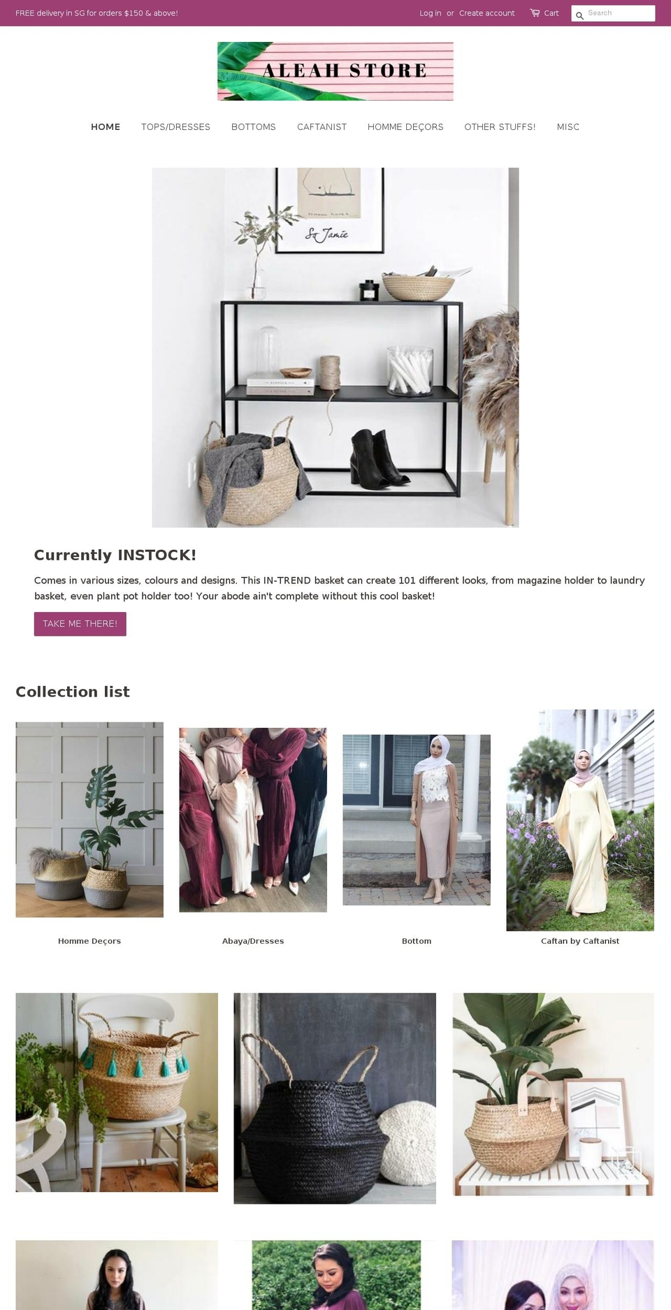 aliyahshawlssg.com — Shopify storefront screenshot