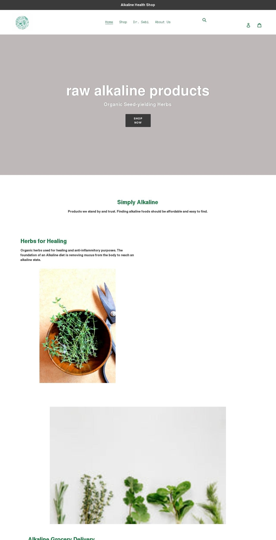 alkalinehealthshop.com shopify website screenshot