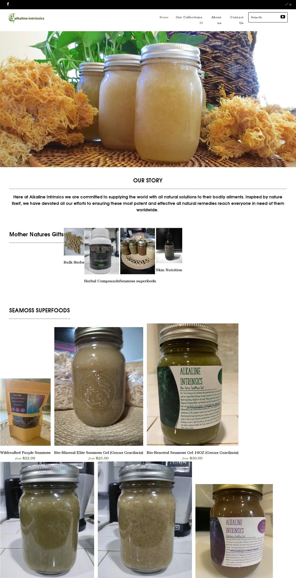 alkalineintrinsics.com shopify website screenshot