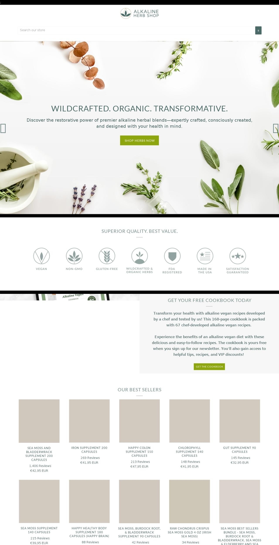alkalineveganshop.com — Shopify storefront screenshot