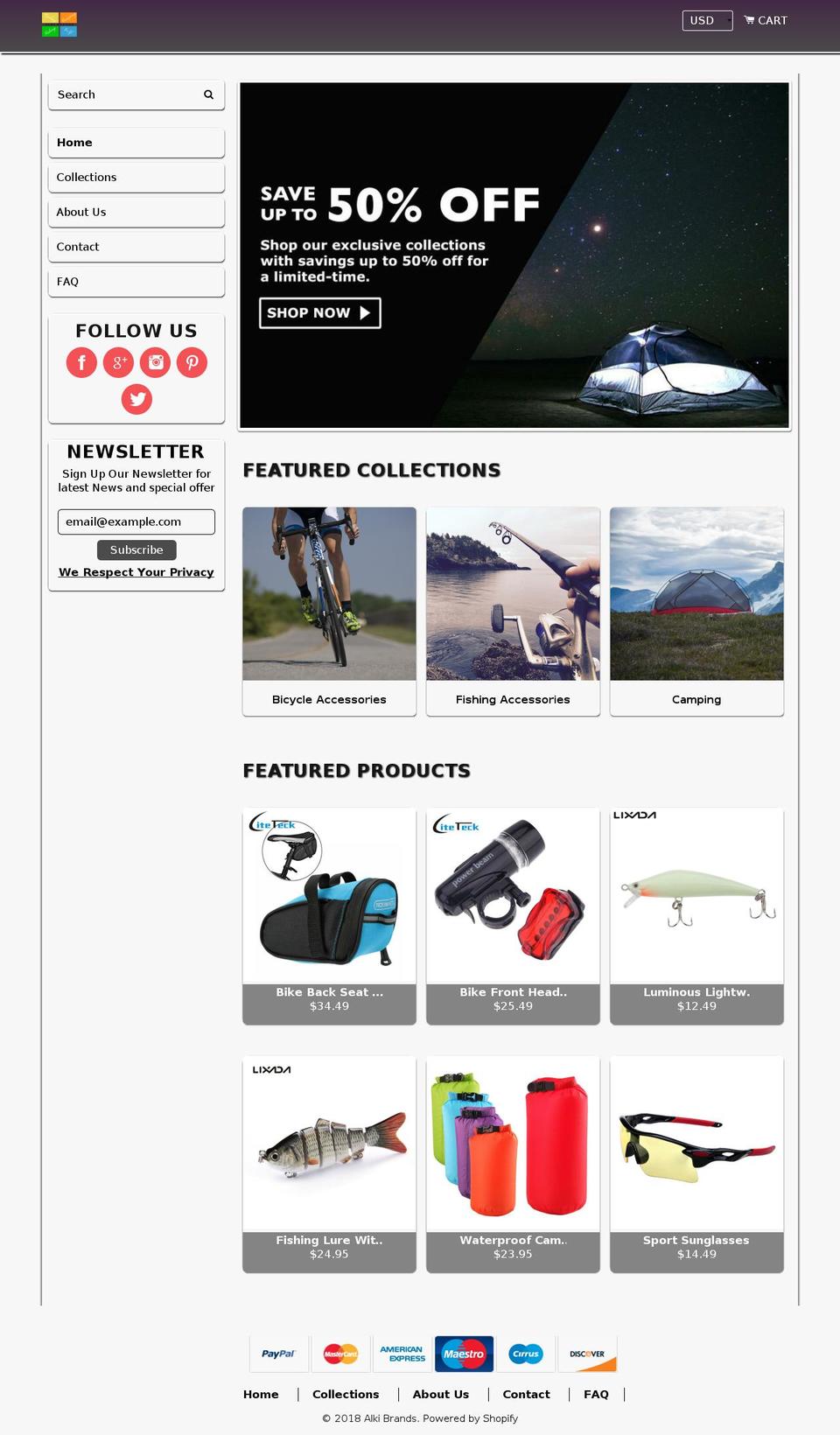 Adventure Shopify theme site example alkibrands.com