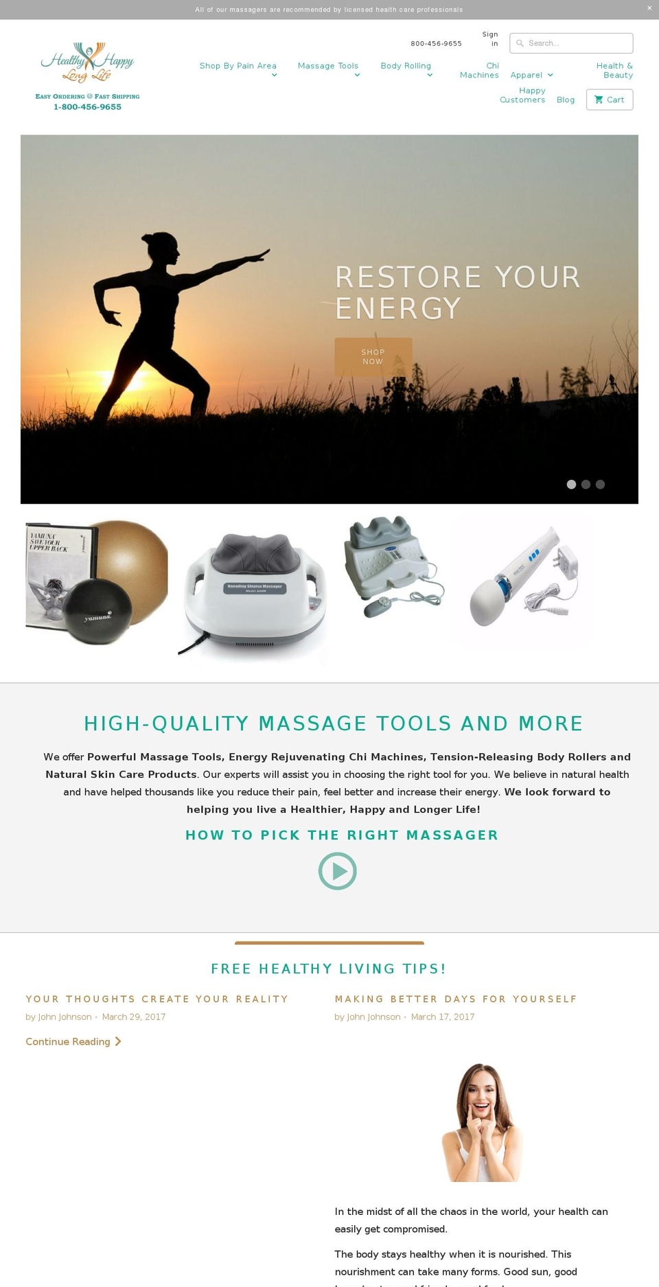 mb. Healthy Happy Long Life Website 2017 Shopify theme site example all-about-massagers.com