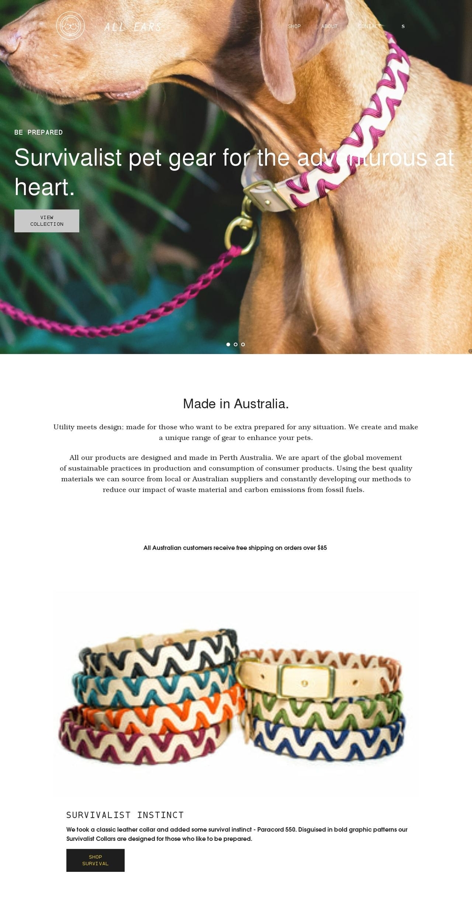 all-ears.com.au shopify website screenshot