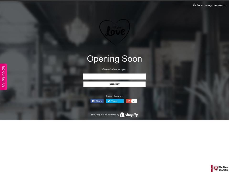 all-for-love-shop.myshopify.com shopify website screenshot