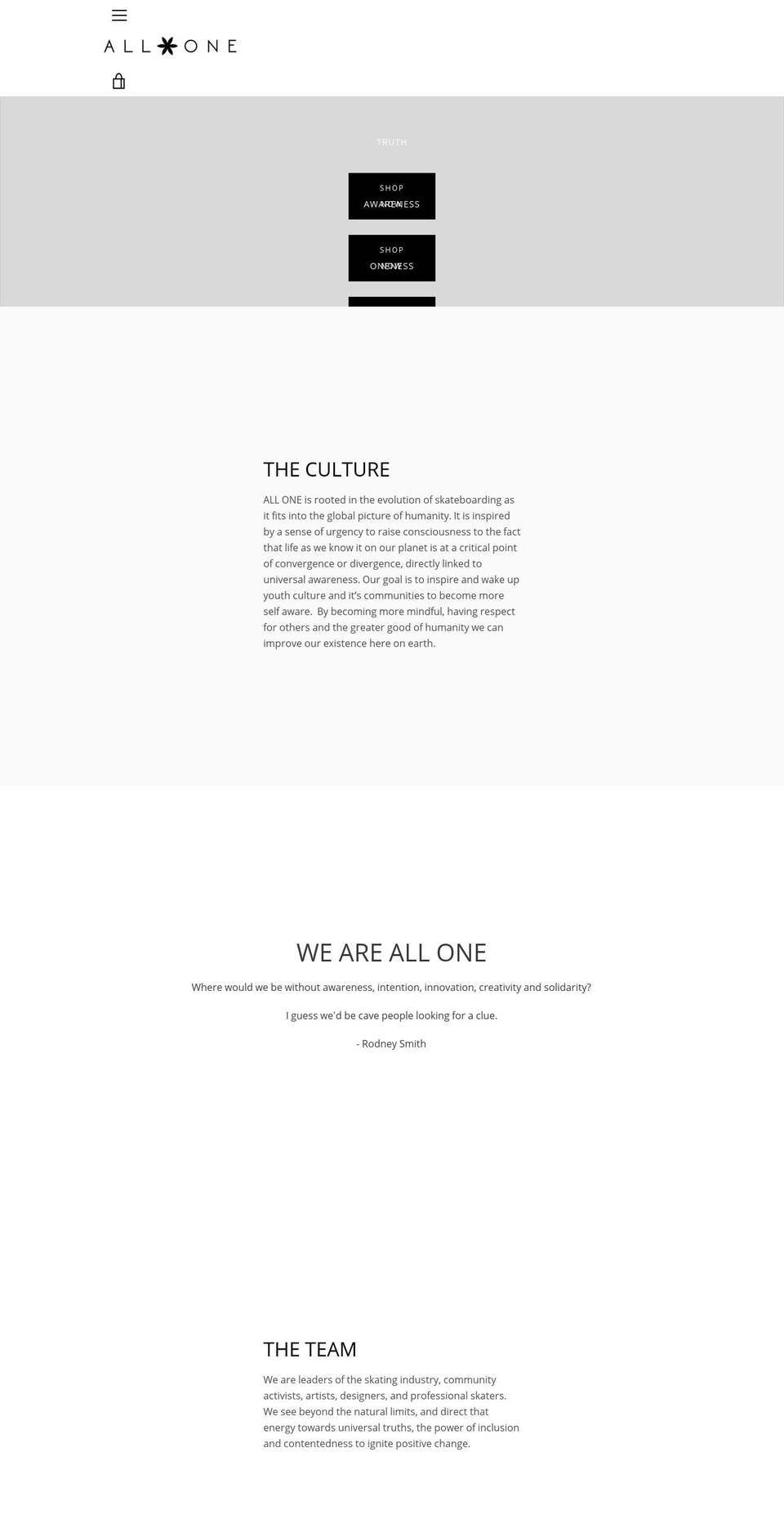 all-oneuniverse.com — Shopify storefront screenshot