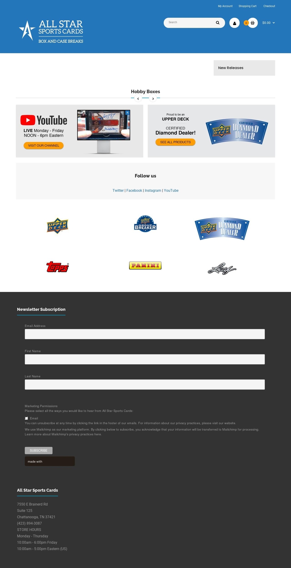 FASTOR Shopify theme site example all-star-sports-cards.myshopify.com