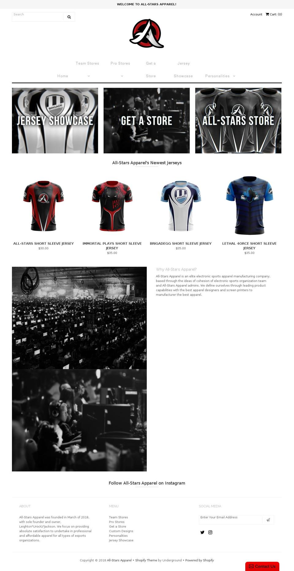 all-starsapparel.com — Shopify storefront screenshot