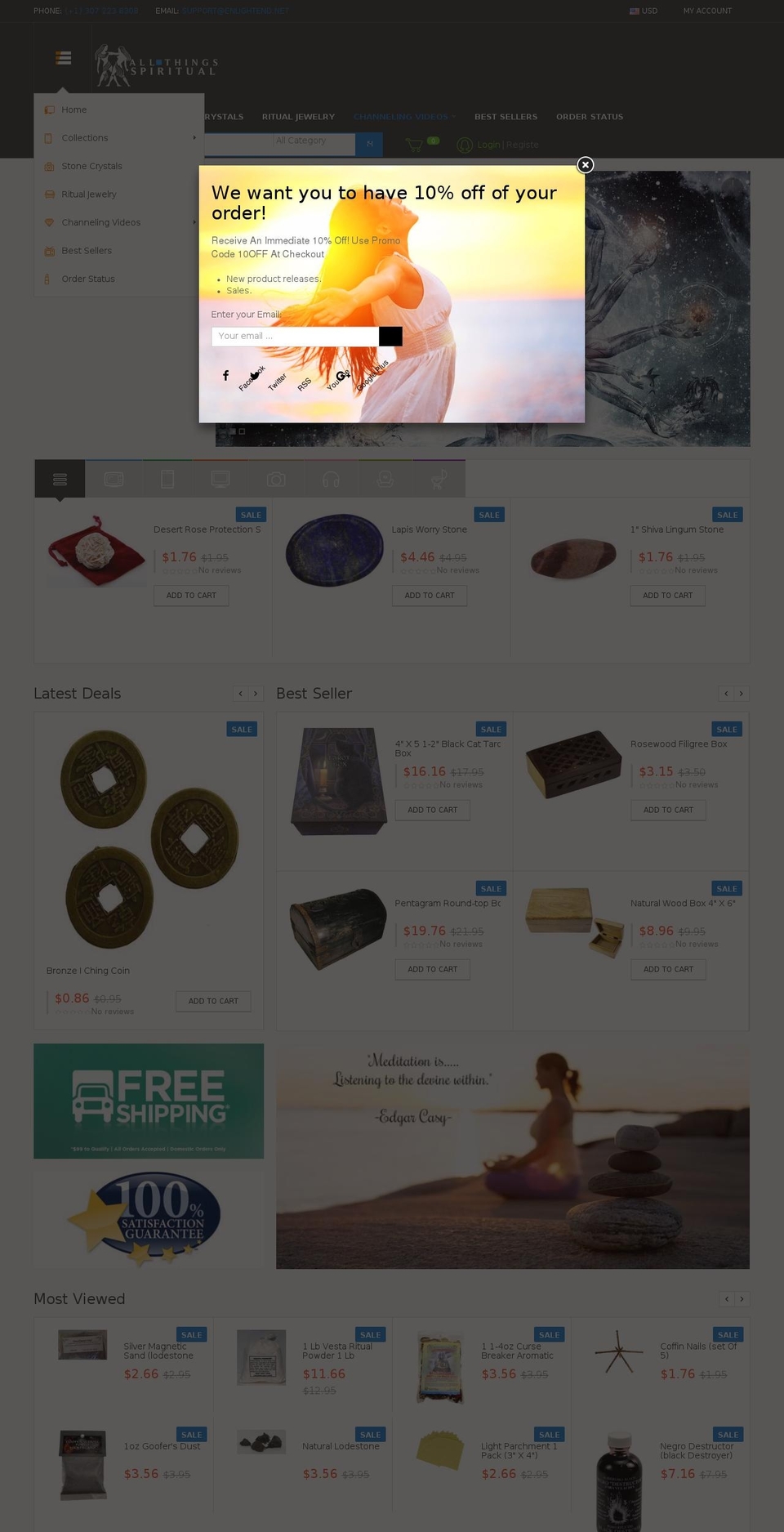 all-things-spiritual.com — Shopify storefront screenshot