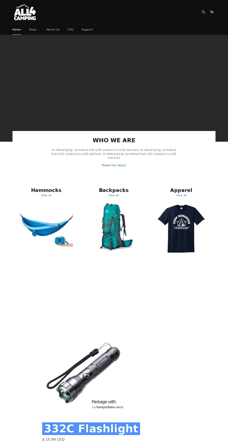 all4camping.com — Shopify storefront screenshot