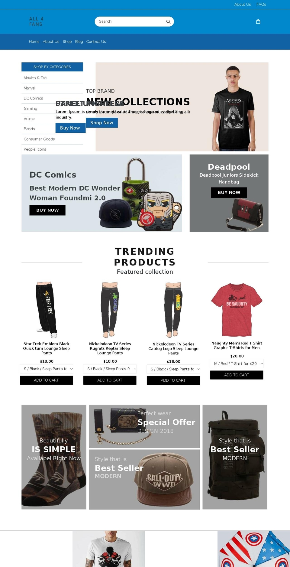 all4fans.com — Shopify storefront screenshot
